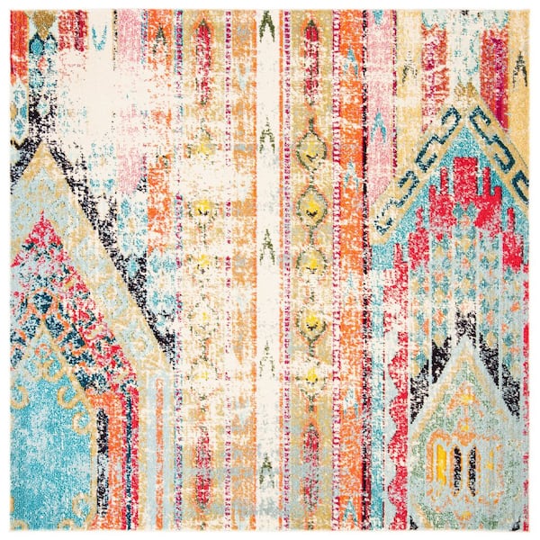 Madison Blue/Orange 12 ft. x 12 ft. Geometric Square Area Rug