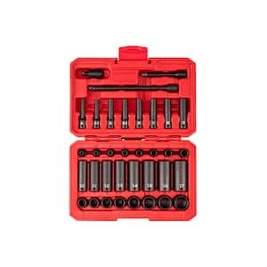 1/4 Inch Drive 12-Point Impact Socket Set with Case, 35-Piece (4-17 mm)