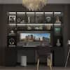 FUFU&GAGA 90.6 in. W Black Wood Computer Gaming Desk Home Office Desk, with 82.7 in. H Bookshelf, LED Lights, Drawers, Cabinets KF020471-012
