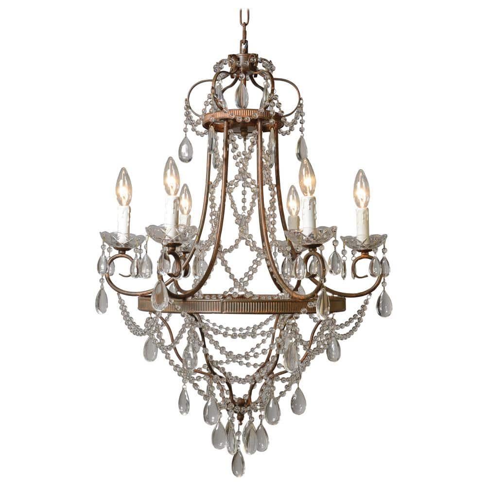 Palais 6Light Antique Bronze Chandelier with Crystal Beads LZ126 The