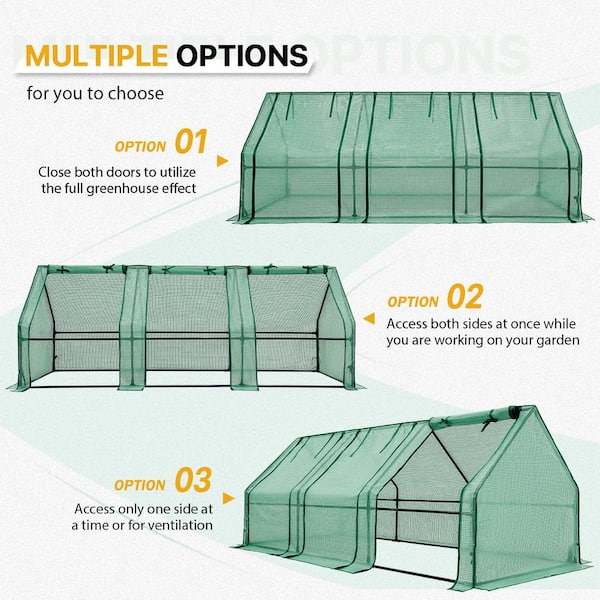 EAGLE PEAK 95 in. W x 36 in. D x 36 in. H Garden Low Mini Tunnel Portable  Greenhouse with Large Zipper Door GH23-GRN-AZ The Home Depot