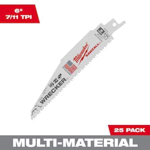 6 in. 7/11 Teeth per in. Wrecker Demolition Multi-Material Cutting Sawzall Reciprocating Saw Blades (25 Pack)