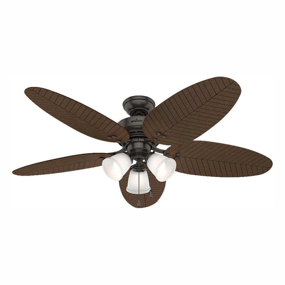 Hunter Lago Vista 54 In Led Indoor Outdoor Noble Bronze Ceiling Fan With Light Kit 53424 The Home Depot