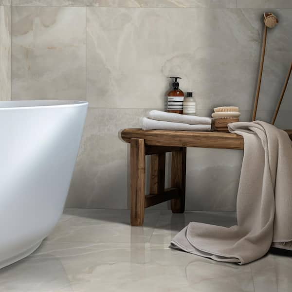 MSI Aura Almond 24 in. x 48 in. Polished Porcelain Onyx Look Floor