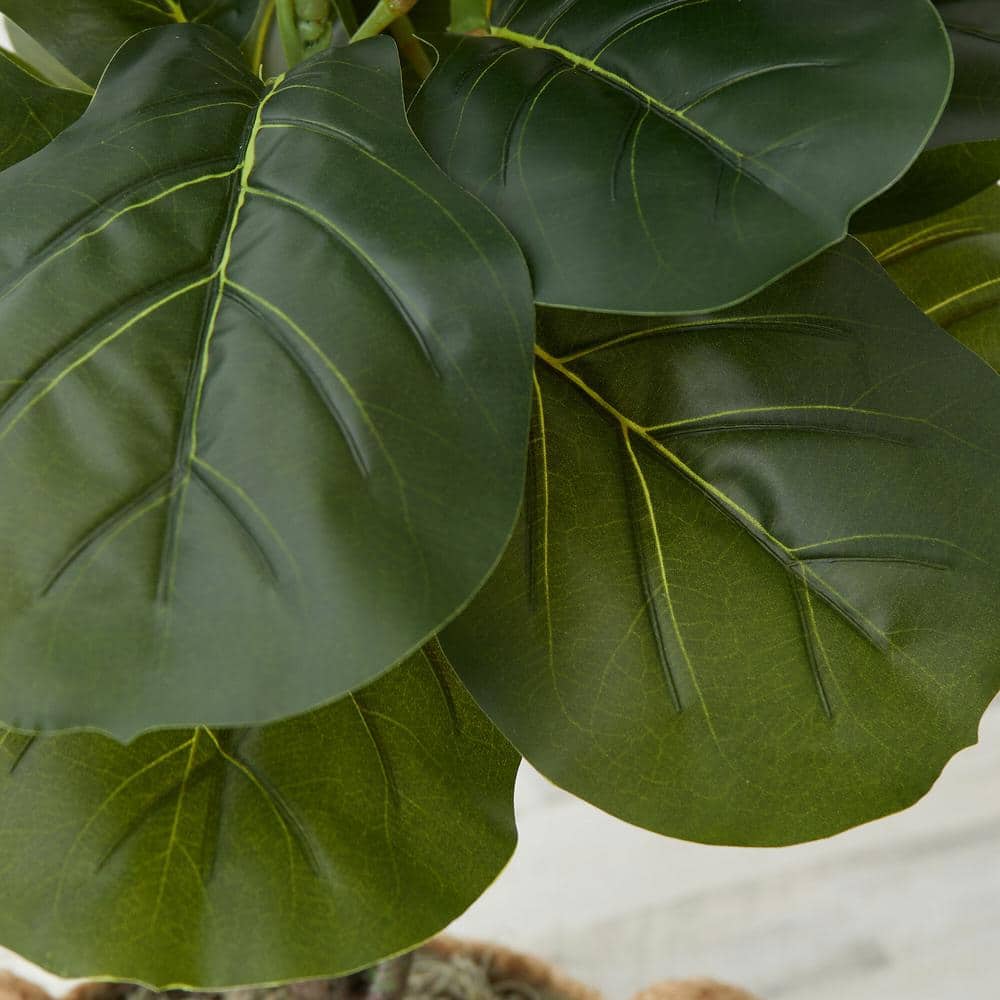 3 ft. Artificial Fiddle Leaf Fig Tree with Beige Cotton and Jute Basket