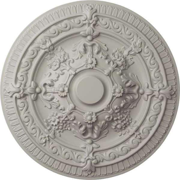 Ekena Millwork 26 in. x 3 in. Vincent Urethane Ceiling (Fits Canopies up to 6 in.), Pot of Cream