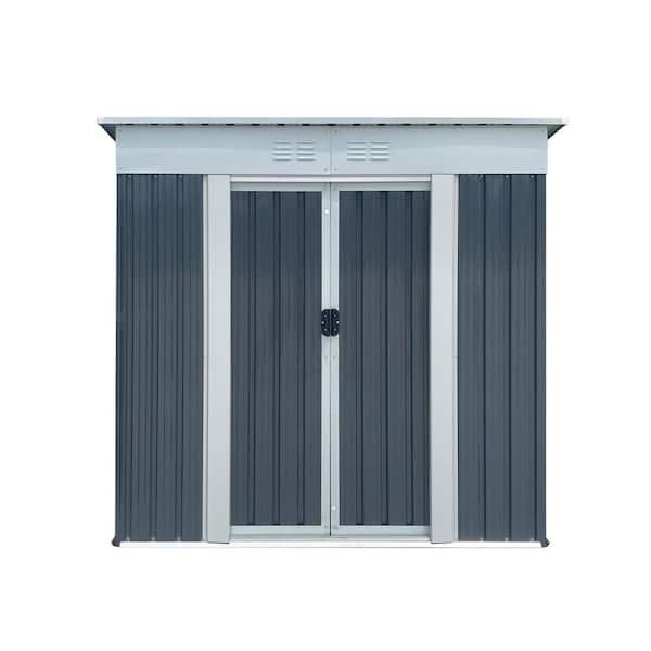 Garden Metal Storage Shed, 70.5 in. W x 49.8 in. D x 70.7 in. H Gray Galvanized Steel Outdoor Storage Cabinet
