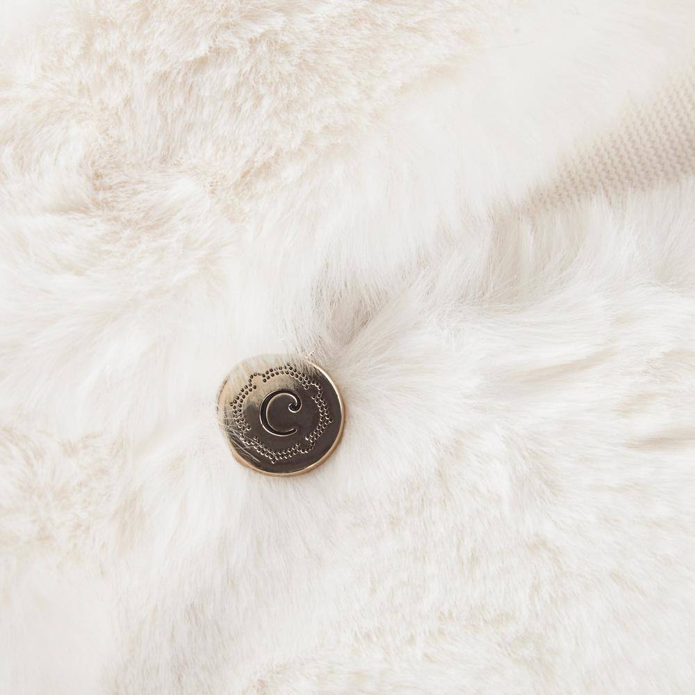 Ivory Faux Fur Square Throw Pillow with Polyfill