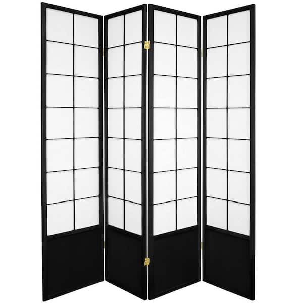 Oriental Furniture 6 ft. Black 4-Panel Room Divider
