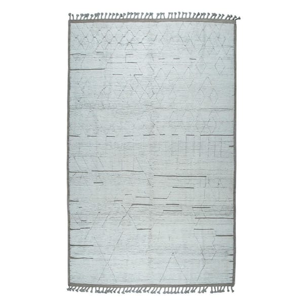 Ivory Hand-Knotted Wool Contemporary Marrakech Handspun, Elegant and Timeless Rug for Livi, 6 ft. x 10 ft. Area Rug