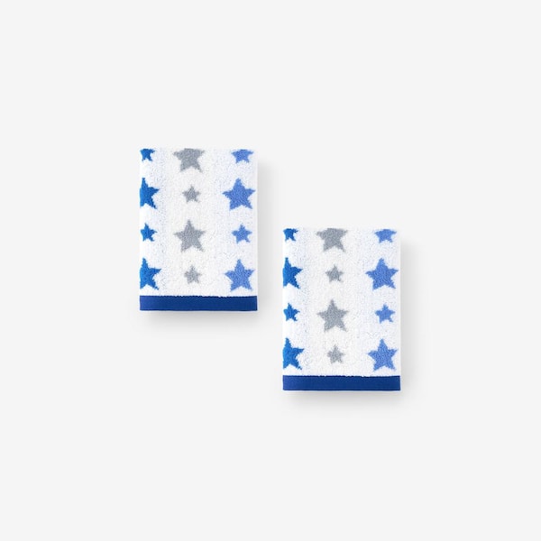 Company Kids Star Yarn-Dyed Blue Geometric Cotton Wash Cloth