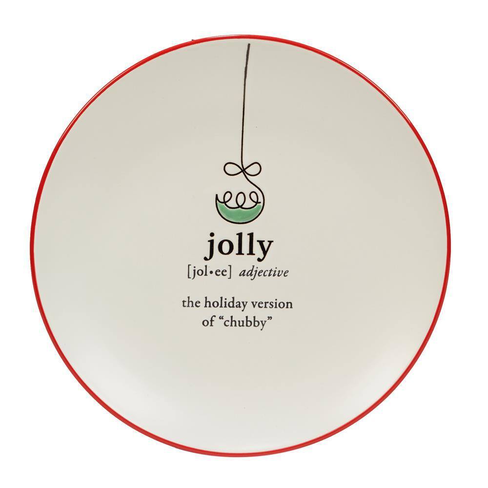 Christmas Fun Sayings Ceramic Dessert Plates Set, 8.25"