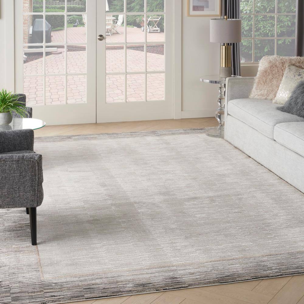 Modern Abstract Shimmer Grey Black Synthetic Rug - 7'10" x 9'10"