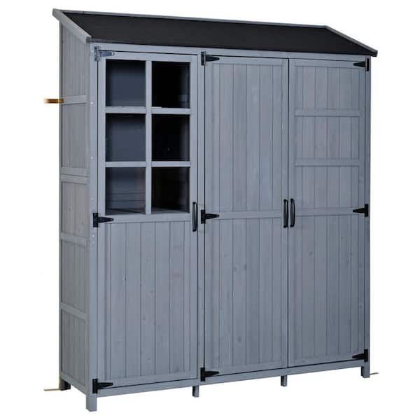 5 ft. W x 1.6 ft. D Gray-1 Wood Outdoor Storage Shed with Waterproof Roof and Workstation 8 sq. ft.