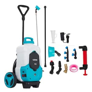 4 Gal. Multi-Purpose Battery Powered Electric Sprayer with Wheeled Cart, 6 Nozzles and 2 Wands