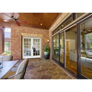72 in. x 80 in. W-5500 White Clad Wood Right-Hand 15-Lite French Patio Door with White Paint Interior