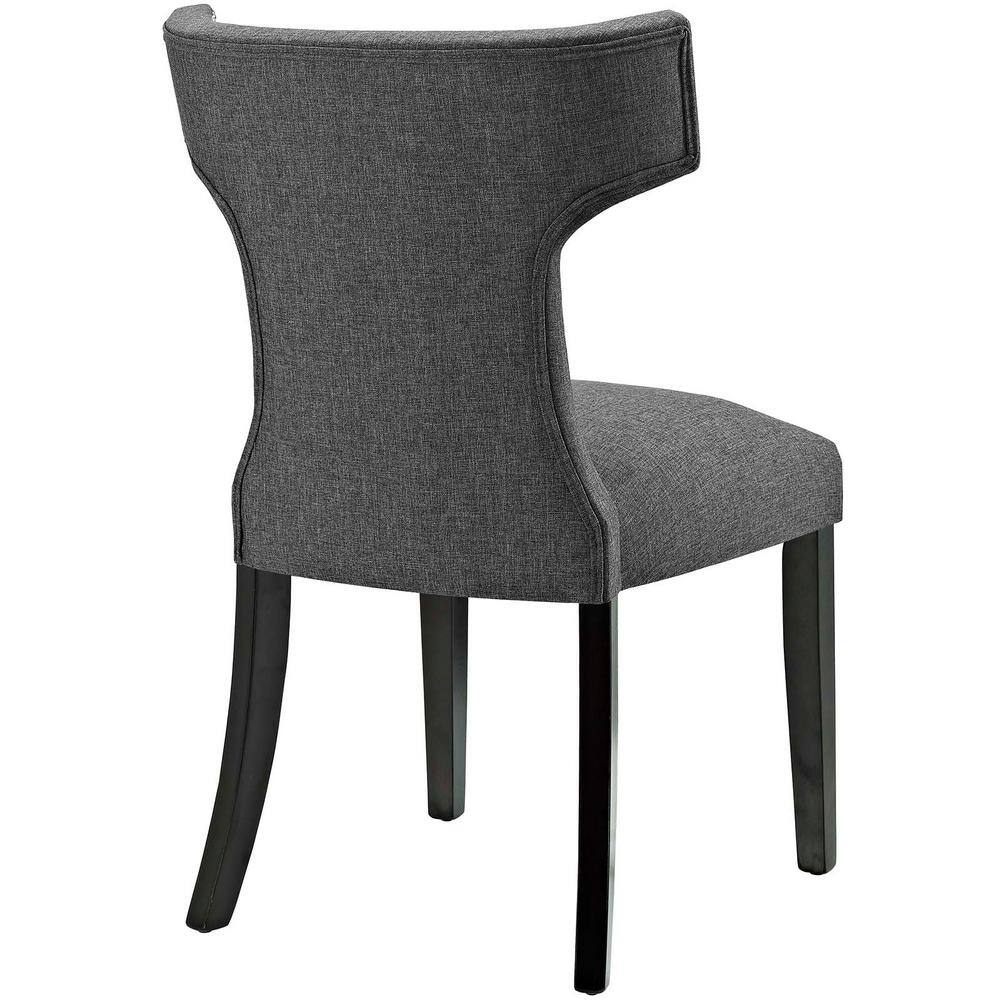 Elegant Gray Fabric Upholstered Side Chair with Wood Legs