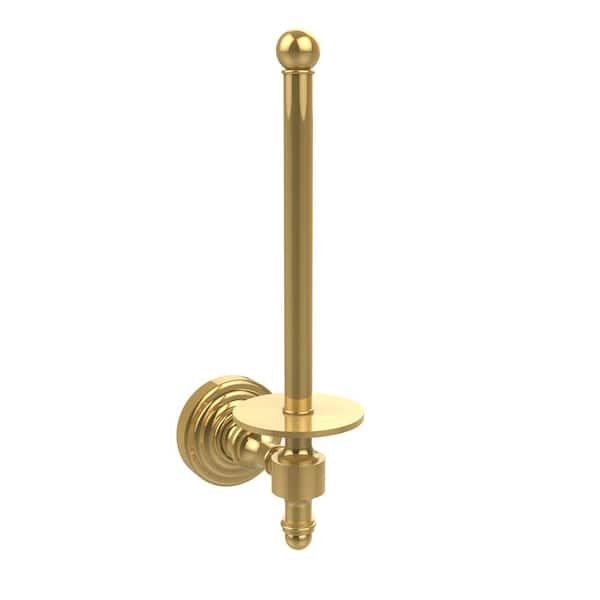 Allied Brass Retro Wave Collection Upright Single Post Toilet Paper Holder in Polished Brass