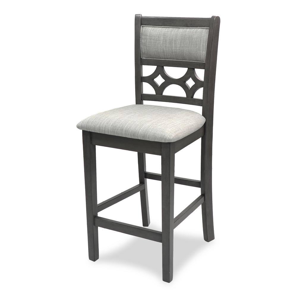 Contemporary 42" Round Gray Dining Set with 4 Padded Chairs