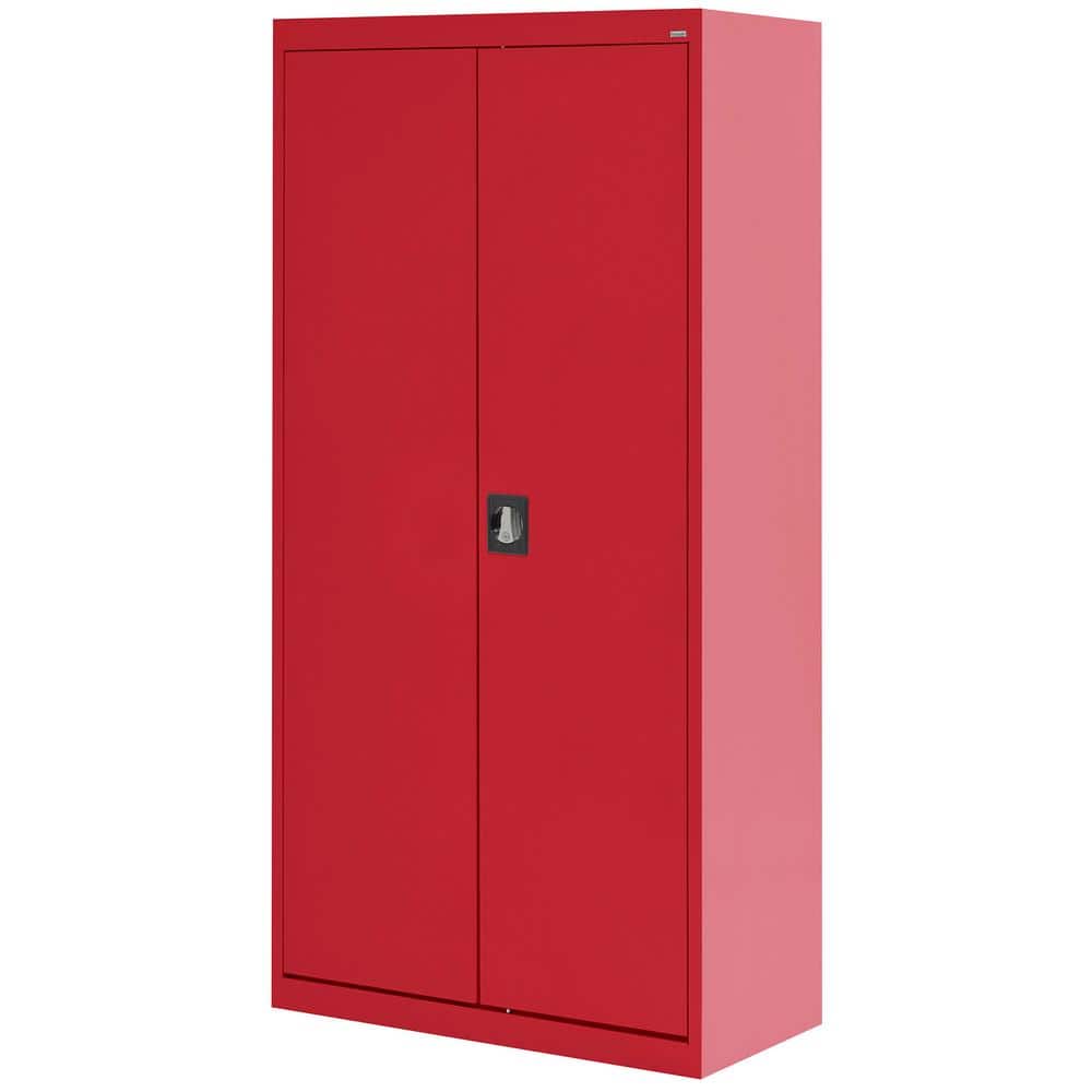 Heavy Duty Red Steel Freestanding Lockable Office Cabinet with Adjustable Shelving