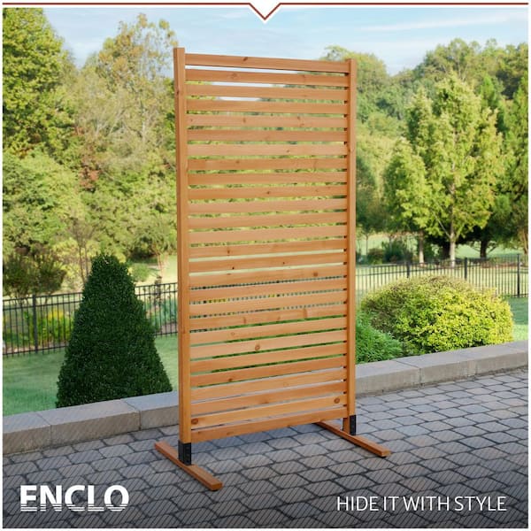 Tiaga 6 ft. H x 3 ft. W Freestanding or Surface Mounted Slatted Premium Wood Privacy Screen, Flat Top Style (1-Panel)