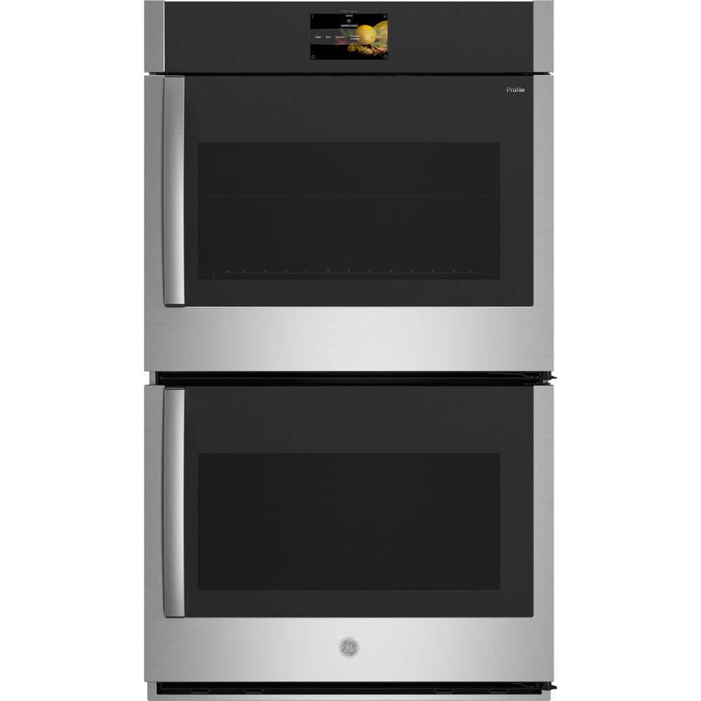GE Profile Profile Smart 30 in. Double Electric Wall Oven with Right-Hand Side-Swing Doors and Convection in Stainless Steel, Silver