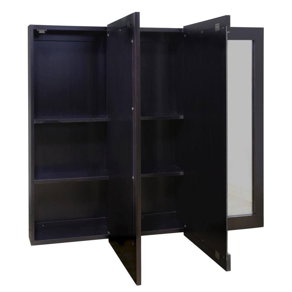 Ventura 36-Inch Espresso Wood Tri-View Medicine Cabinet