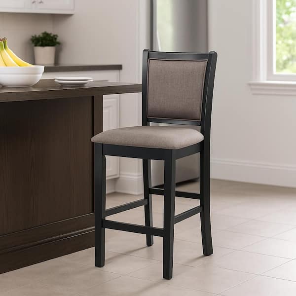 Mac 40.5 in. Black and Brown Wood Counter Height Chair (Set of 2)