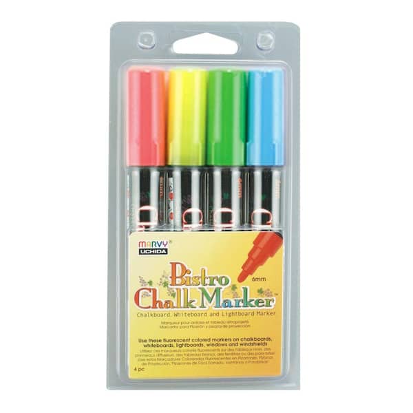 Marvy Uchida Fluorecent Colors Bistro Chalk Marker Set A (4-Piece)
