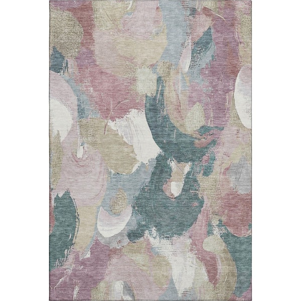 Mayfield Premium Machine Washable Abstract AMF1965 Mauve 5 ft. x 7 ft. 6 in. Area Rug