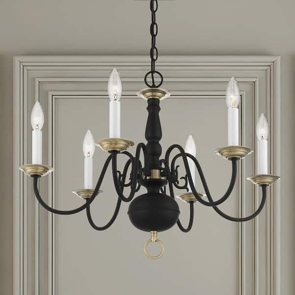 Livex Lighting Williamsburgh 5 Light Antique Brass Chandelier 5005-01 - The  Home Depot