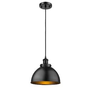 Ballston Urban 1-Light Matte Black Dome Pendant Light with Matte Black Metal Shade