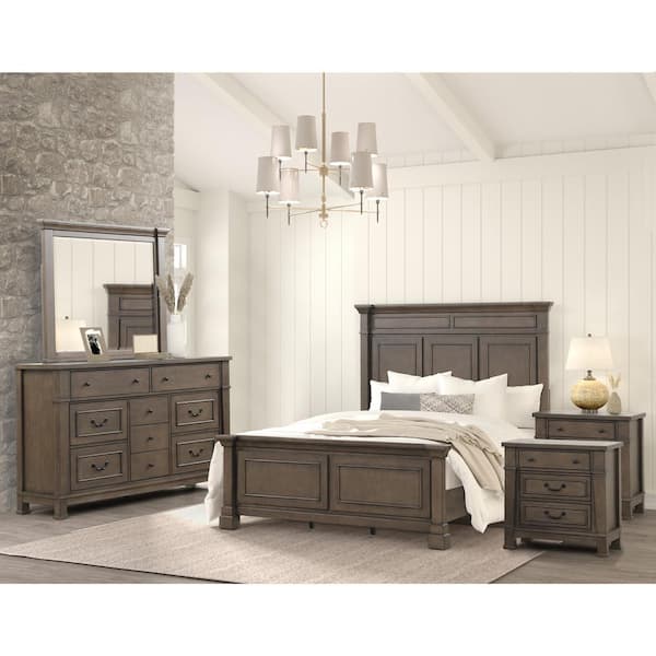 Yates 5-Piece Dark Walnut Wood Queen Bedroom Set