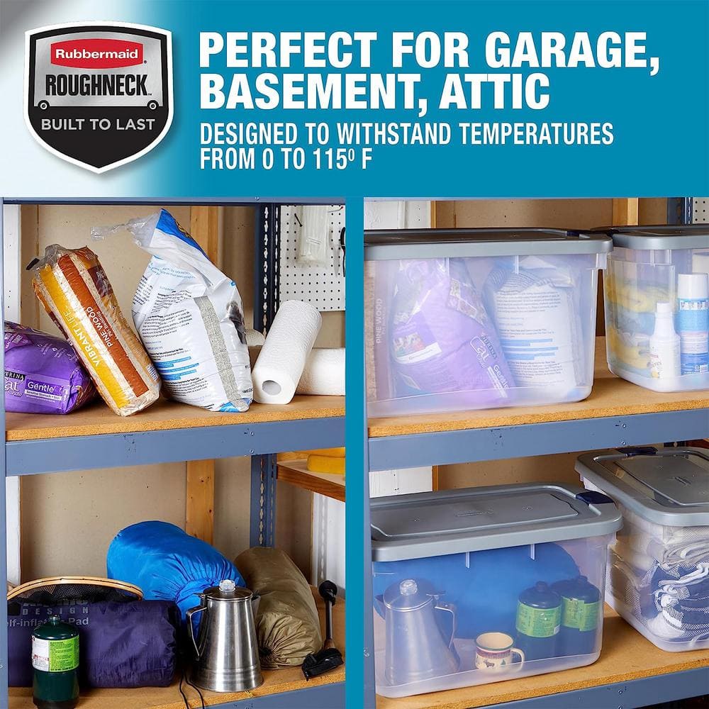 Clear 66 Qt Plastic Stackable Storage Bins with Snap-Tight Lids, 4 Pack