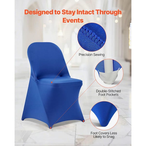VEVOR 50 Pcs Blue Chair Covers, Polyester Spandex Chair Cover