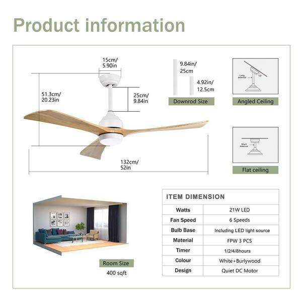 Keazile 52 in. Indoor White Ceiling Fan with Dimmable LED Keazile 52 in. Indoor White Ceiling Fan with Dimmable LED