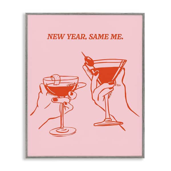 New Year Same Me by House of Lulu Gray Framed Food Giclee Art Print 20 in. x 16 in.