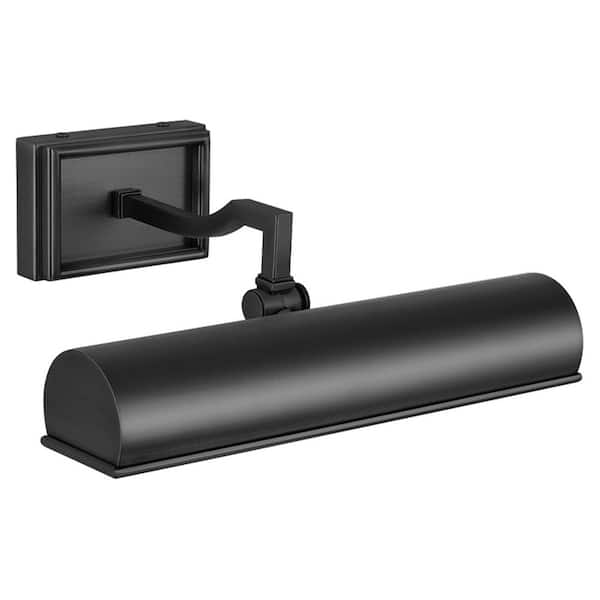 12 in. 2-Light Dimmable LED Black Picture Light, Hardwired Adjustable Wall Sconce, for Picture, Artwork, Library