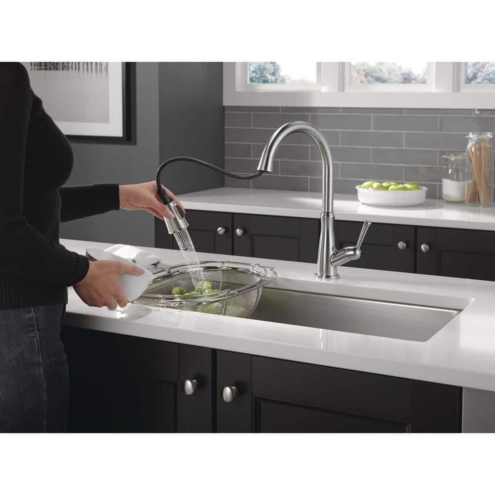 Arctic Stainless Steel Pull-Down Kitchen Faucet with Magnetic Docking