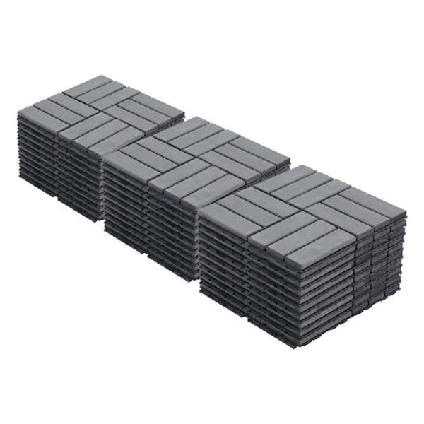 Unbranded 12 in. x 12 in. Square Acacia Wood Deck Tile in Gray, Waterproof, All Weather Use (30 Per Case)