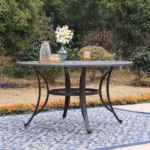 Brown Round Aluminum Patio Outdoor Dining Table