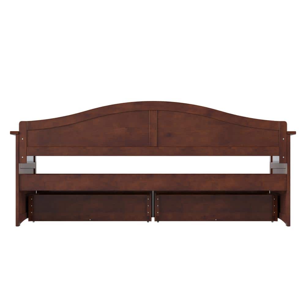 Acadia Walnut Twin Wood Daybed with 2 Storage Drawers