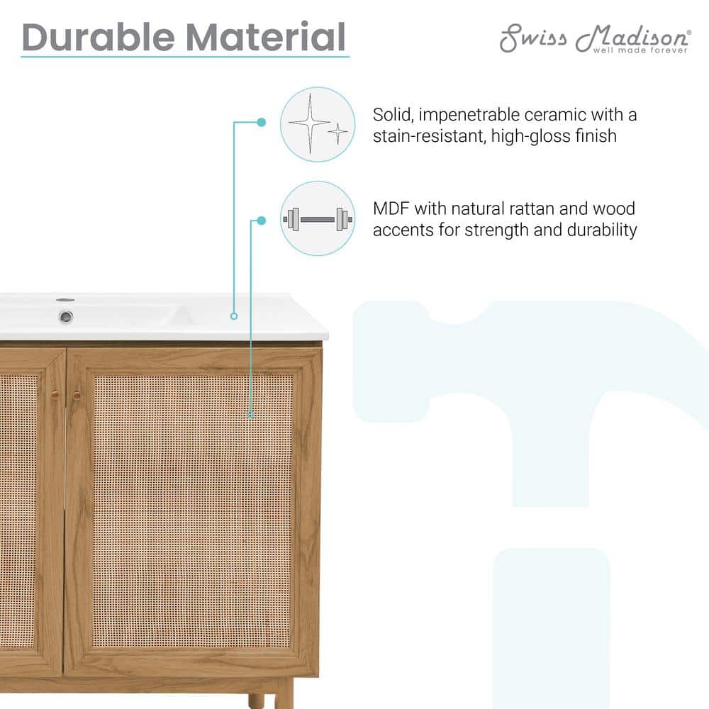 Classe 36" Oak Freestanding Bathroom Vanity with Mesh Doors