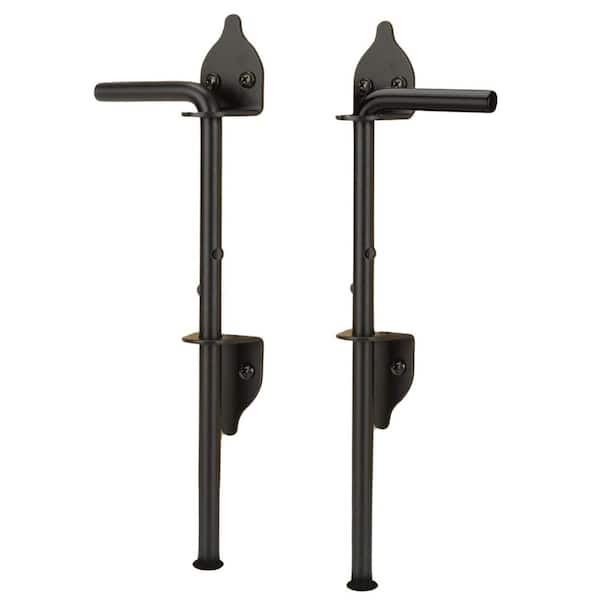 Heavy Duty Cane Bolt Gate Drop Rod Latch for Wood PVC Vinyl Metal Fences Gates Double Doors Black Steel 2 Pack