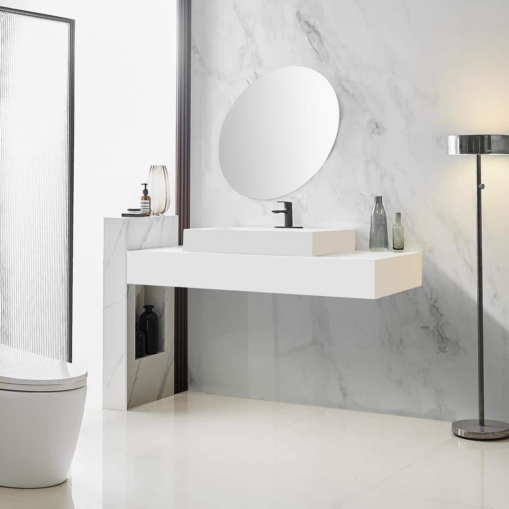 Matte Black Single-Handle Low-Arc Bathroom Faucet with Drain