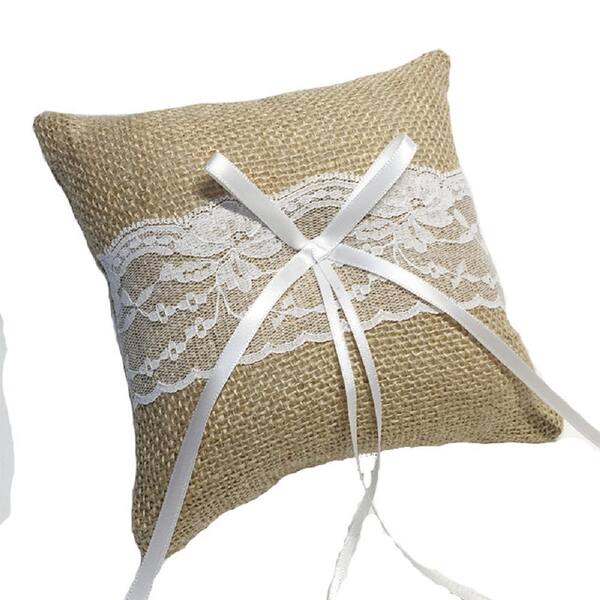 6 Yards  Natural Burlap with White Lace Ribbon Wedding