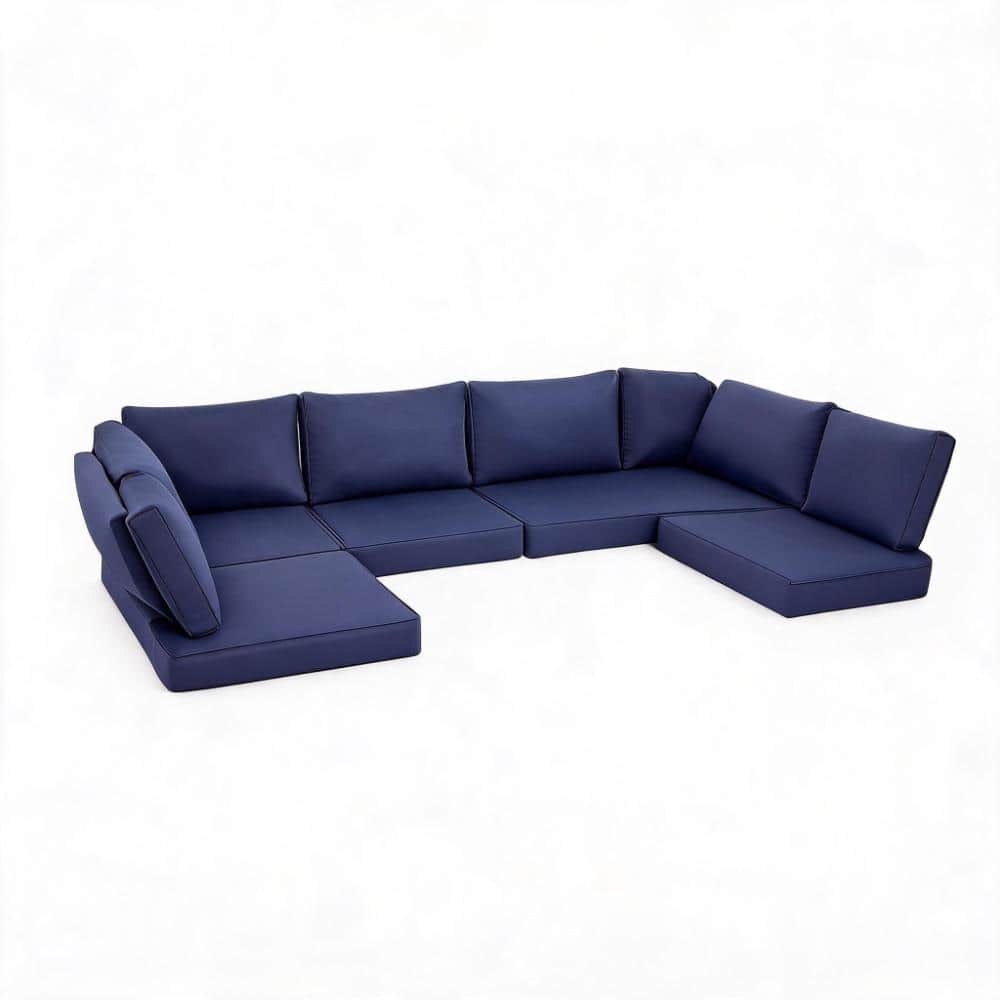 Blue Water-Resistant 14-Piece Patio Furniture Cushions Set Replacement Outdoor Cushions for 6-Seat Patio Sectional price history on PriceWatchPro