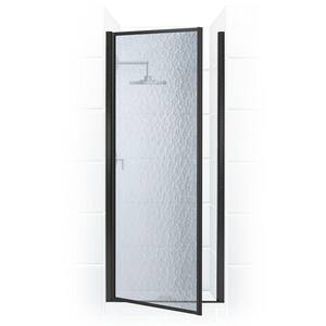 Legend 28.625 in. to 29.625 in. x 64 in. Framed Hinged Shower Door in Matte Black with Obscure Glass
