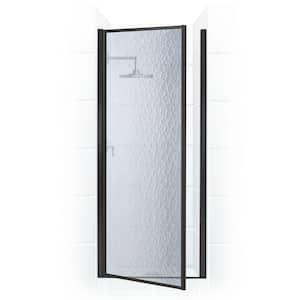 Legend 34.625 in. to 35.625 in. x 69 in. Framed Hinged Shower Door in Matte Black with Obscure Glass