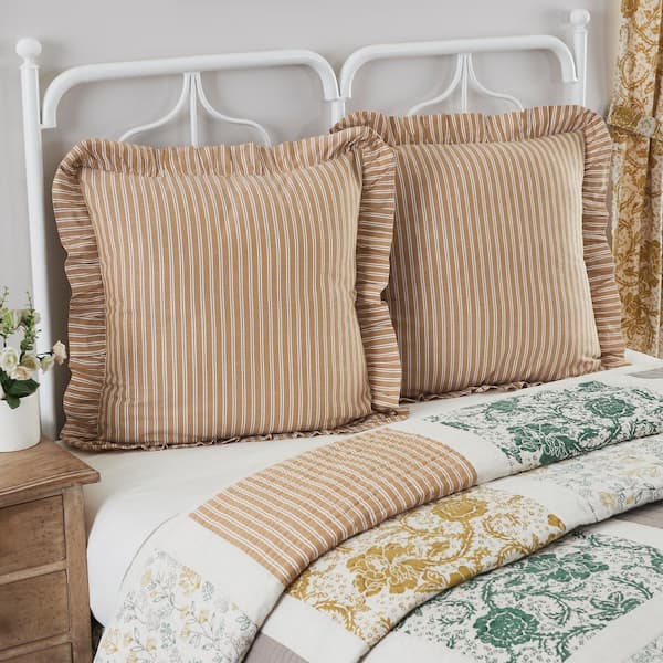 Dorset Mustard Creme Striped Cotton Euro Sham